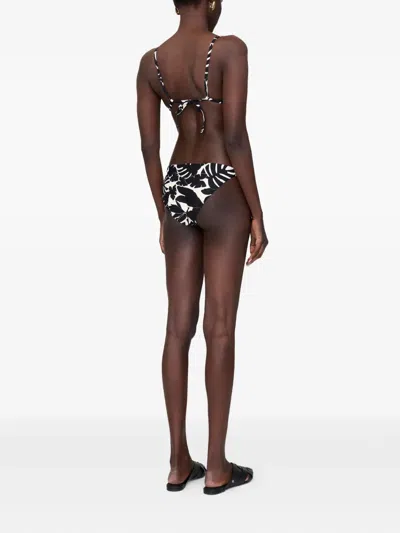 Anine Bing Bellamy Printed Bikini Bottom In Black