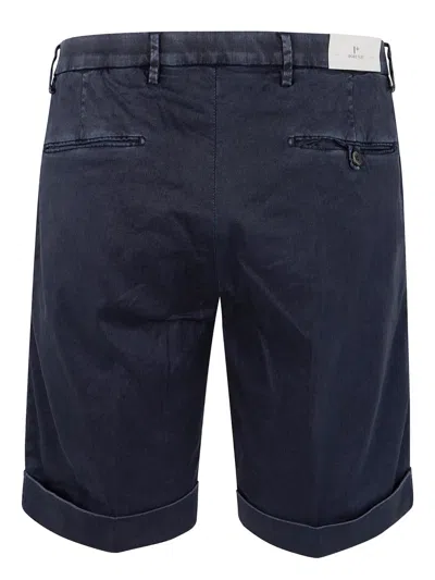 Michael Coal Pleated Cuffed Shorts In Blue