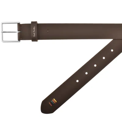 Paul Smith Stitch Leather Belt Brown In Brown