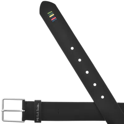 Paul Smith Stitch Leather Belt Black In Black