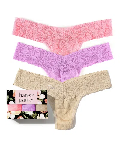 Hanky Panky Women's Signature Lace Low Rise Thong 3 Pack In Multi