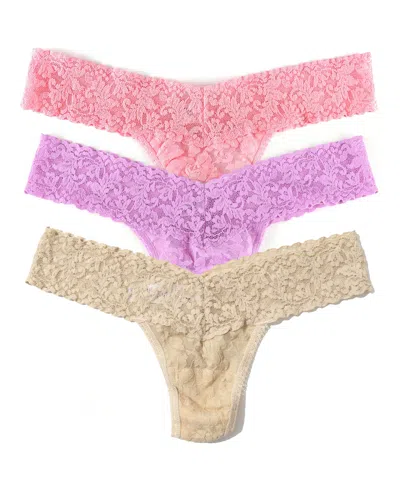 Hanky Panky Women's Signature Lace Low Rise Thong 3 Pack In Multi
