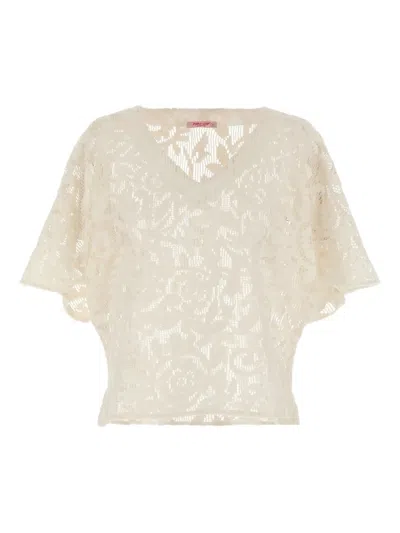 Pin Up Stars Pin-up Stars Macramé Blouse In Neutral