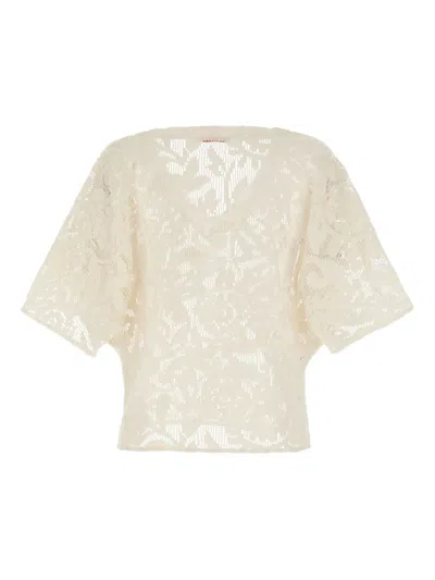 Pin Up Stars Pin-up Stars Macramé Blouse In Neutral