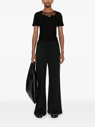 Yohji Yamamoto Mesh-detailed T-shirt In Black