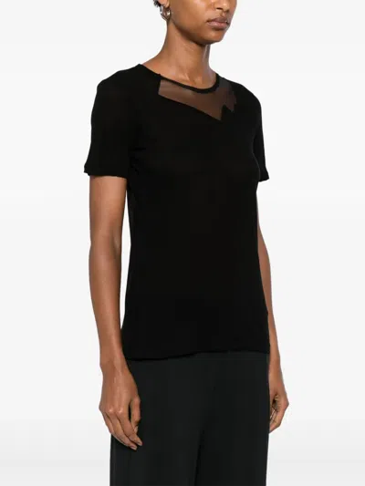 Yohji Yamamoto Mesh-detailed T-shirt In Black