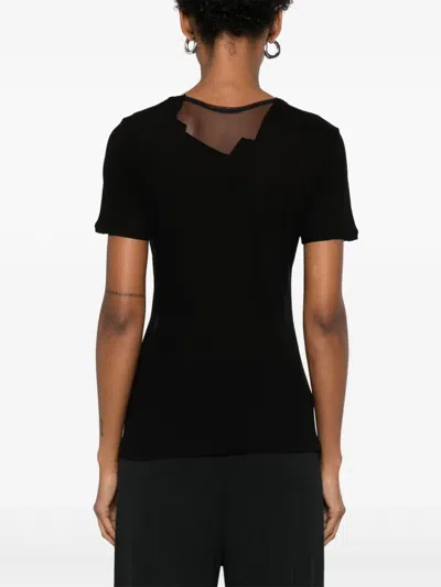 Yohji Yamamoto Mesh-detailed T-shirt In Black