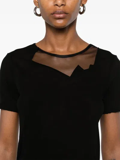 Yohji Yamamoto Mesh-detailed T-shirt In Black