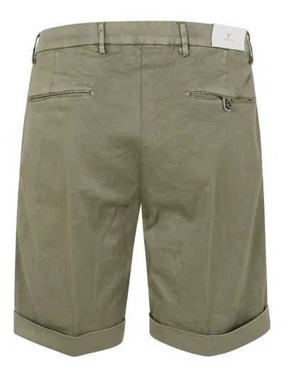 Michael Coal Pleated Cotton Shorts In Green