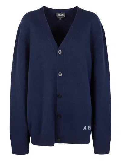 Apc Wool Cardigan In Blue