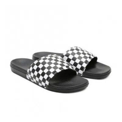 Vans La Costa Va5hf527i Slide Slippers Mens 7 Black White Checkered Nubuck Strap