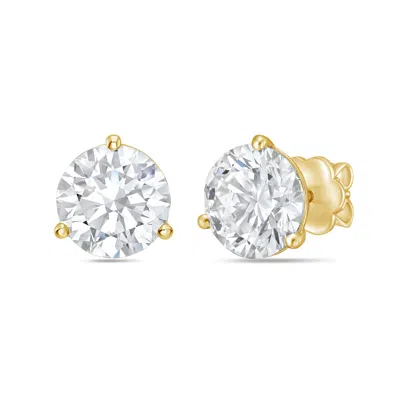 Diana M. 14kt Yellow Gold Round Lab Grown Stud Earrings Weighing 9.00 Cts Tw In A Three Prong Setting In Gold