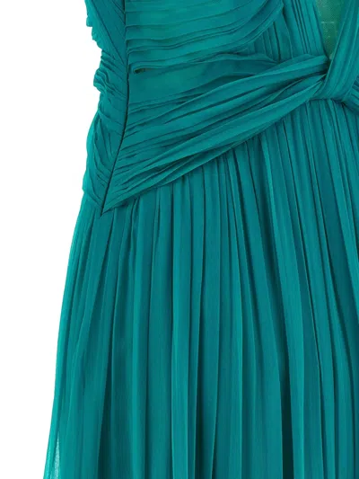 Alberta Ferretti Pleated Sleeveless Draped Cut-out Dress In Green