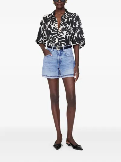 Anine Bing Tristan Bird Of Paradise Shirt In Black