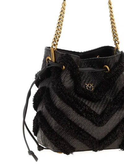 Pinko Chevron-pattern Fringed Bucket Bag