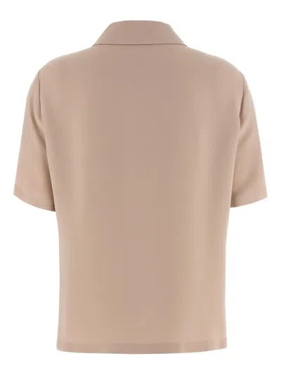 Fendi Polo Silk Shirt Short Sleeves In Pink