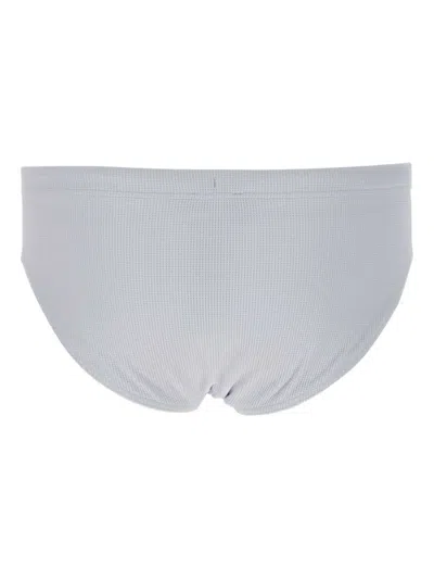 Emporio Armani Fine-ribbed Swim Briefs In Gray