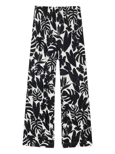 Anine Bing Elain Leaf-print Trousers In Black