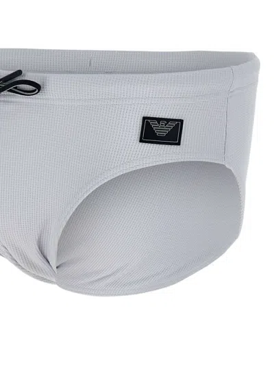 Emporio Armani Fine-ribbed Swim Briefs In Gray