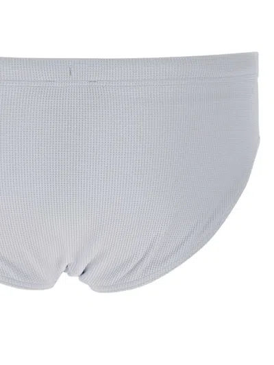 Emporio Armani Fine-ribbed Swim Briefs In Gray