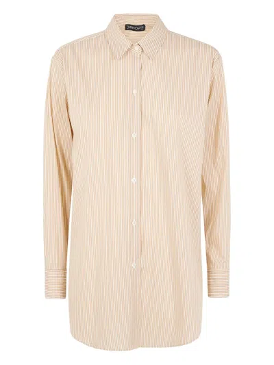 Drhope Striped Cotton Shirt In Neutral
