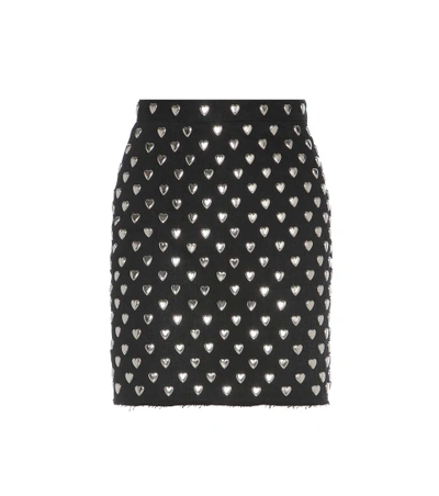 Shop Saint Laurent Embellished Denim Skirt In Eero