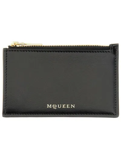 Alexander Mcqueen Women Zippered Card Holder In Black