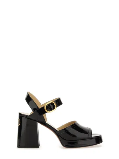 Valentino Garavani Fawcette Platform Sandal In Polished Calfskin 100mm Woman Black 42 In Black