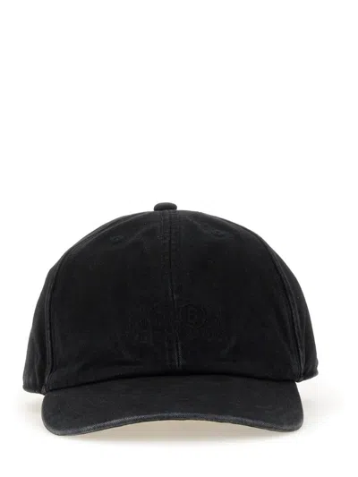 Mm6 Maison Margiela Mm6 By Maison Margiela Curved Brim Baseball Cap With Subtle Logo In Black
