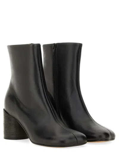 Mm6 Maison Margiela Block Heel Ankle Boots With Round Toe In Black