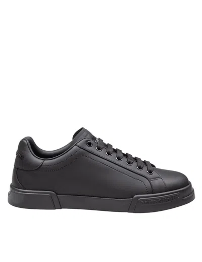 Dolce & Gabbana Portofino Light Black Sneakers With Logo Patch On The Tongue And Tonal Logo Lettering On The Heel In