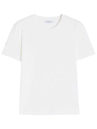 Max Mara Maser Short White Cotton T-shirt In Neutral