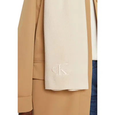 Calvin Klein Cream Recycled Polyester Scarf In Neutral