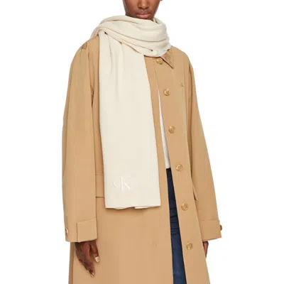 Calvin Klein Cream Recycled Polyester Scarf In Neutral