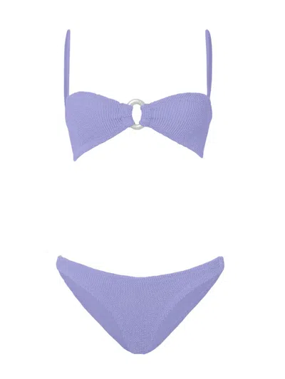 Hunza G Misty Bikini With Pearl Circle Lilac In Blue