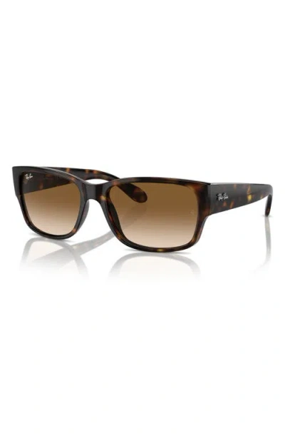 Ray Ban 58mm Gradient Polarized Rectangular Sunglasses