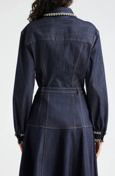 Cinq À Sept Rhinestone Embellished Denim Button-up Shirt