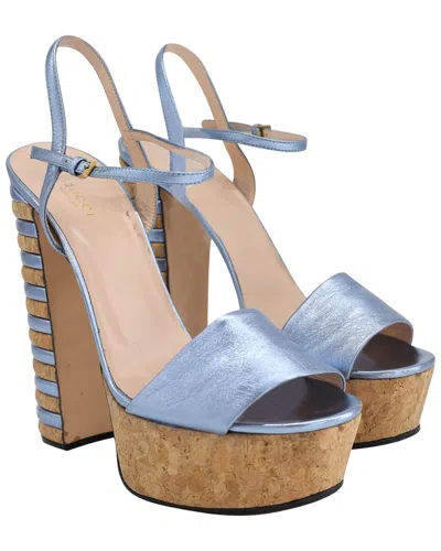Gucci Platform Leather Sandal In Gray