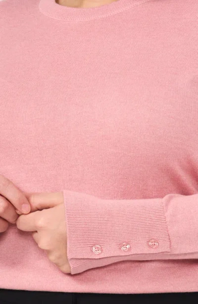 Halogen ® Button Cuff Cotton Blend Sweater In Pink