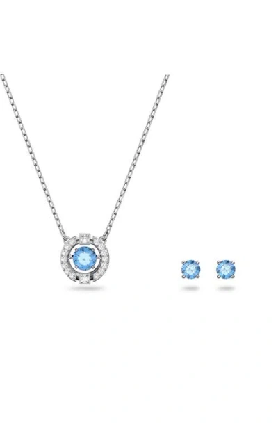 Swarovski Sparkling Dance Round Cut Rhodium Plated Set In Silver