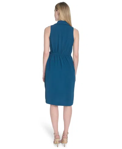 Calvin Klein Women's Sleeveless Wrap V-neck Sheath Dress In Blue
