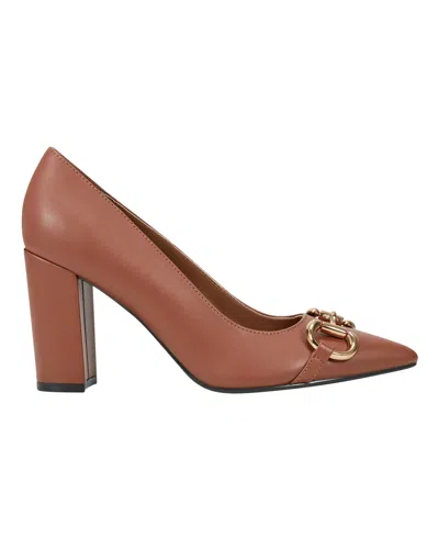 Marc Fisher Women's Gruff Bit High Block Heel Pumps In Brown