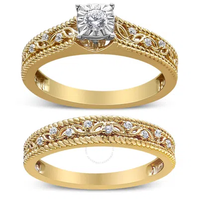 Haus Of Brilliance 14k Yellow Gold Plated .925 Sterling Silver 1/5 Cttw Diamond Art Deco Style Engagement Ring Bridal S
