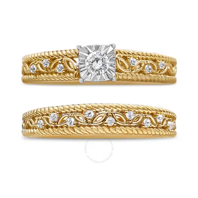 Haus Of Brilliance 14k Yellow Gold Plated .925 Sterling Silver 1/5 Cttw Diamond Art Deco Style Engagement Ring Bridal S