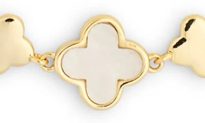 Eye Candy Los Angeles Yasmin 2-pack Cubic Zirconia & Enamel Clover Slider Bracelets In Gold