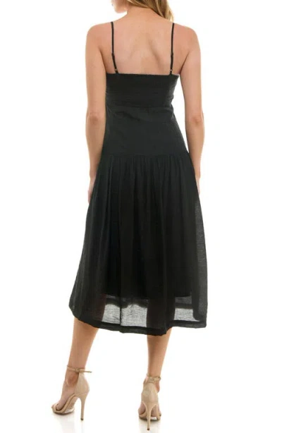 Socialite Tiered Midi Sundress In Black