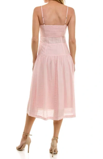 Socialite Tiered Midi Sundress In Pink