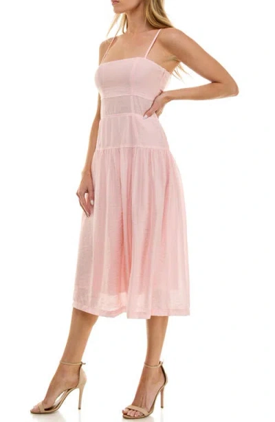 Socialite Tiered Midi Sundress In Pink