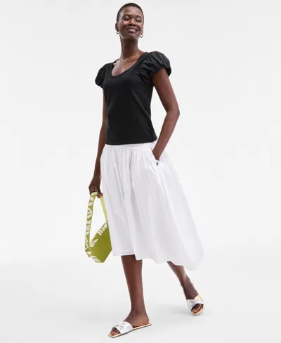 On 34th Women's Balloon-sleeve Scoop-neck T-shirt, Exclusively At Macy's In Brown