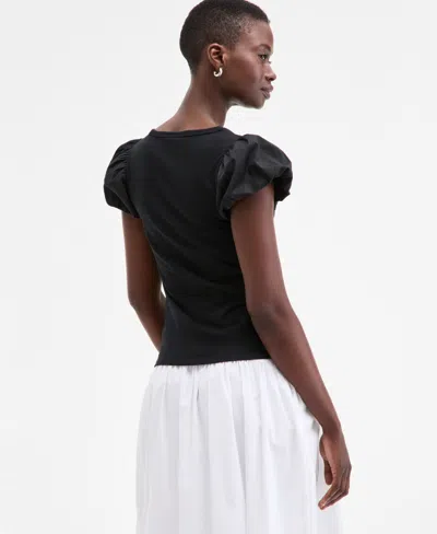 On 34th Women's Balloon-sleeve Scoop-neck T-shirt, Exclusively At Macy's In Brown
